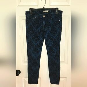 Free People Black Velvet Damask Detail Jeans Size 27